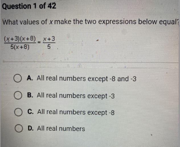 What Values Of X Make Two Expressions Below Equal?(X+3)(x+8) = X+3 5(x+8) 5