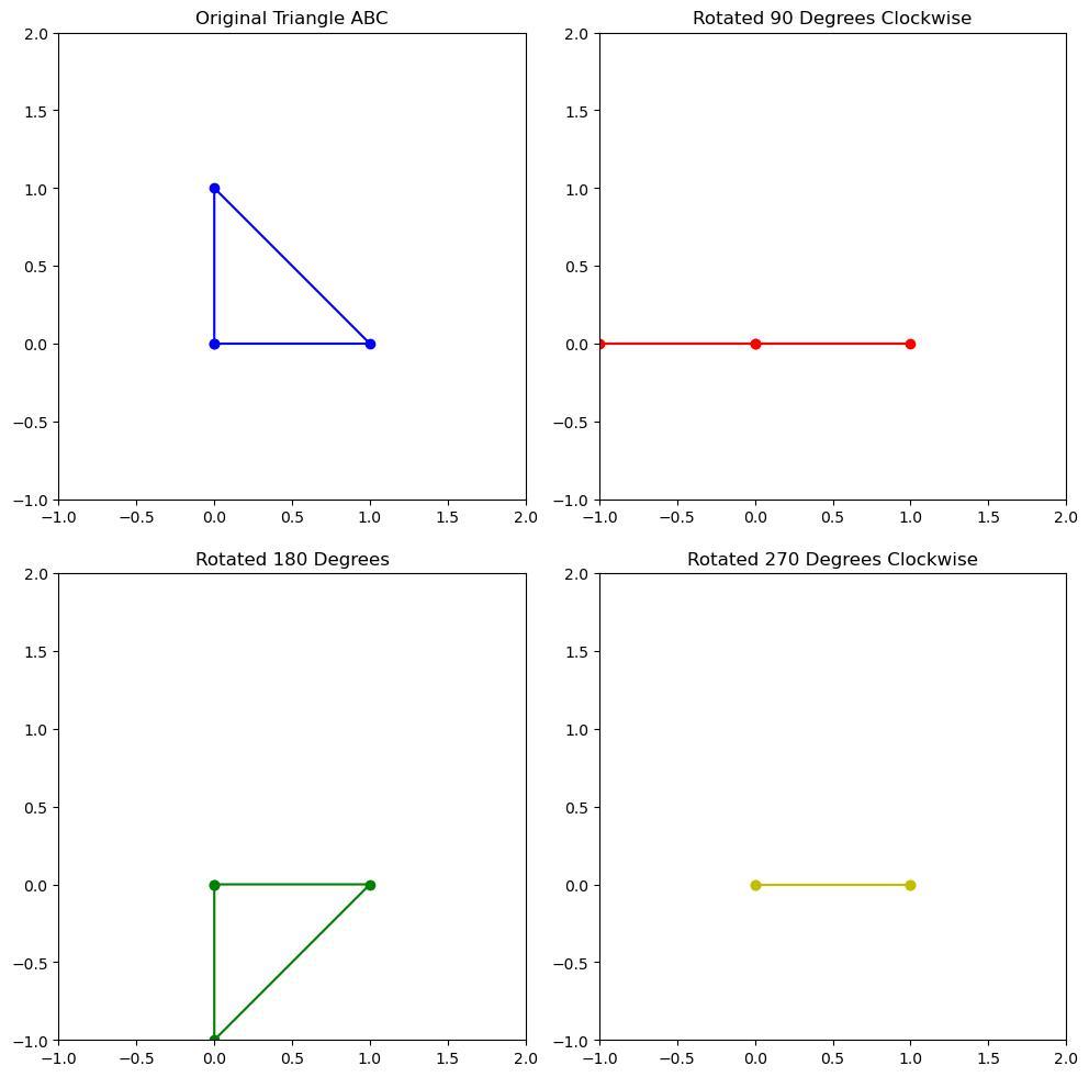 2. Here Is An Isosceles Right Triangle:Draw These Three Rotationsof Triangle ABC Together.a. Rotate Triangle