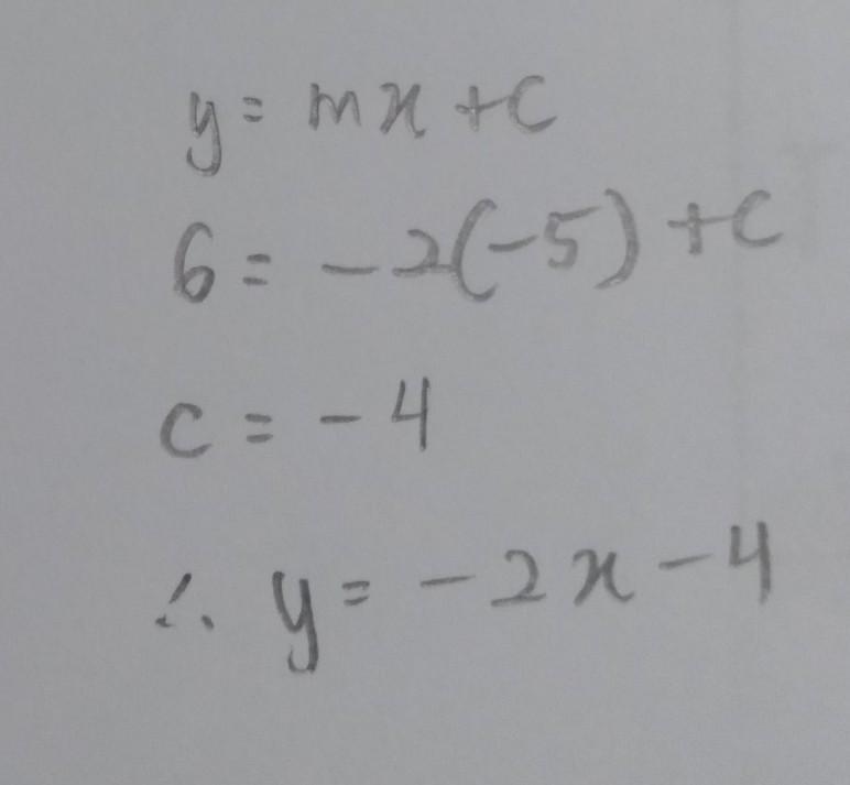 Write The Equation Of The Line With A Slope Of -2 That Passes Through (-5, 6).a. Y = -5x + 6b. Y=-2x
