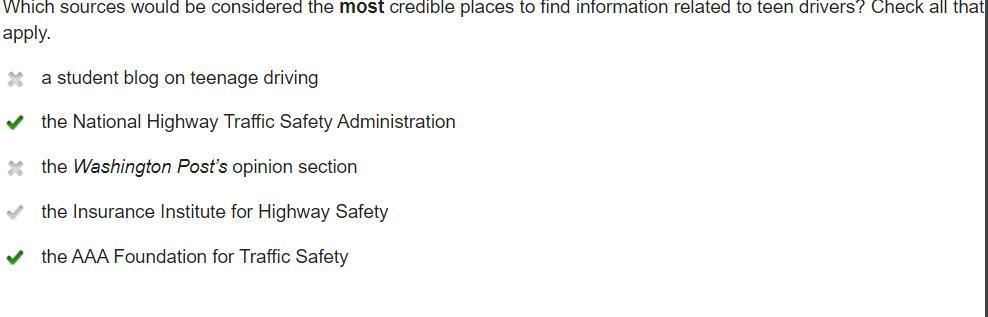 Which Sources Would Be Considered The Most Credible Places To Find Information Related To Teen Drivers?