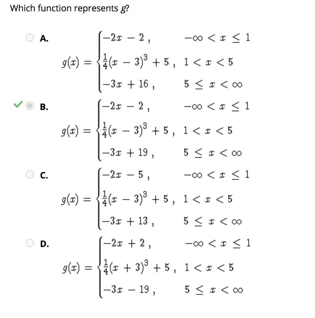 PLS HELP ASAPFunction G Is Shown On The GraphWhich Function Represents G