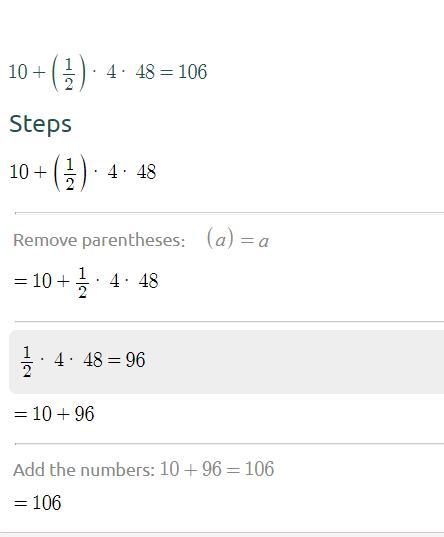 What Is The Value Of The Expression 10 + (fraction 1 Over 2)4 48? 12 13 16 18