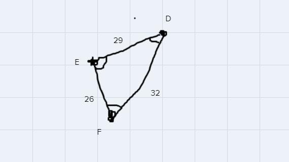 In DEF, DE =29 Feet, EF = 26 Feet, And DF = 32 Feet. Which Correctly Gives The Order Of The Angle Measure
