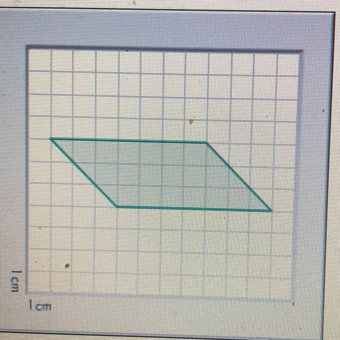 Question 1 Of 10 What Is The Area, Measured In Square Centimeters, Of The Green Shape Pictured Below?