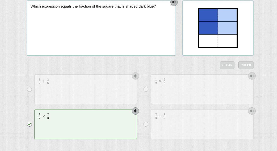 Which Expression Equals The Fraction Of The Square That Is Shaded Dark Blue?