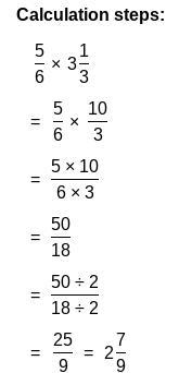 What Is 5/6 Of 3 1/3?