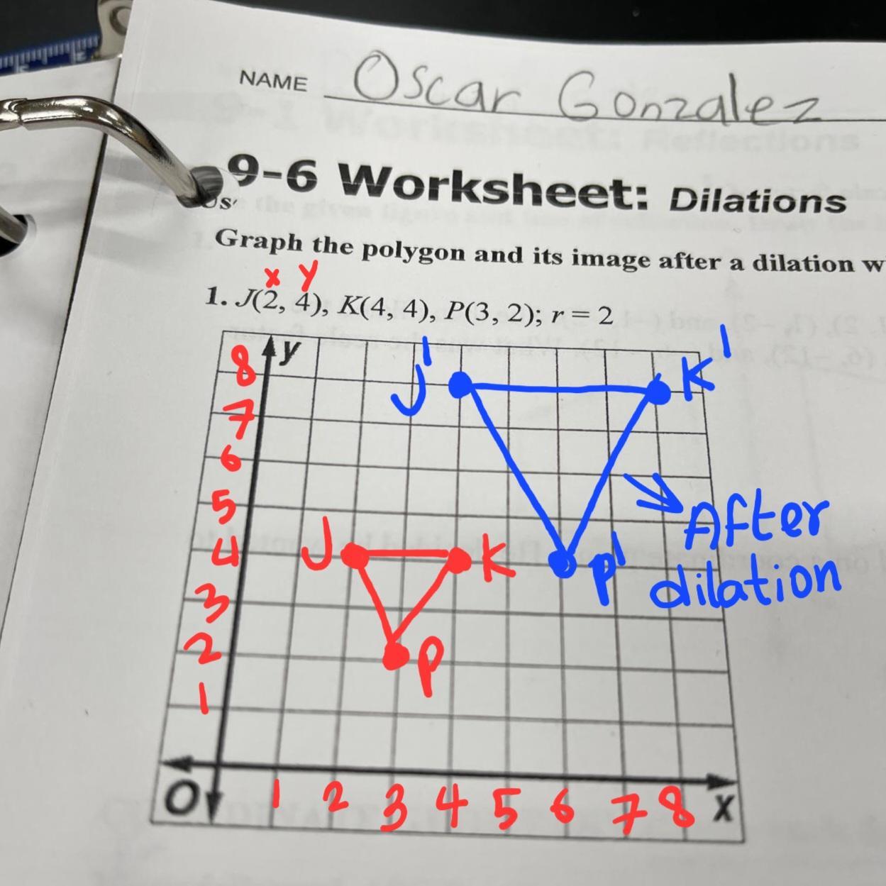 9-6 Worksheet: DilationsGraph The Polygon And Its Image After A Dilation With The Given Scale Factor1.
