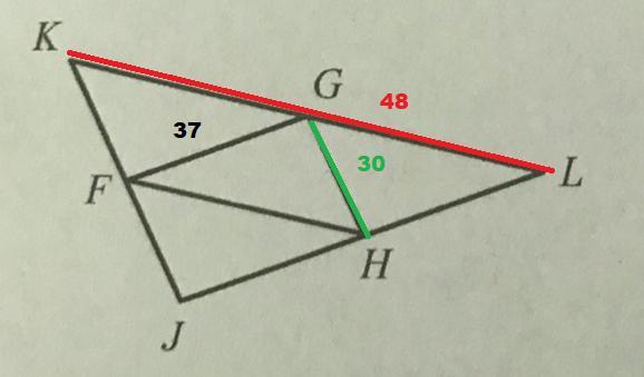 3.If F, G, And H Are The Midpoints Of The Sidesof AJKL, FG = 37, KL = 48, And GH = 30,find Each Measure.Ka)