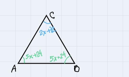 Suppose That ABC Is Isosceles With Base BA.Suppose Also That MZ B=(5x+24) And MC = (2x + 72).Find The