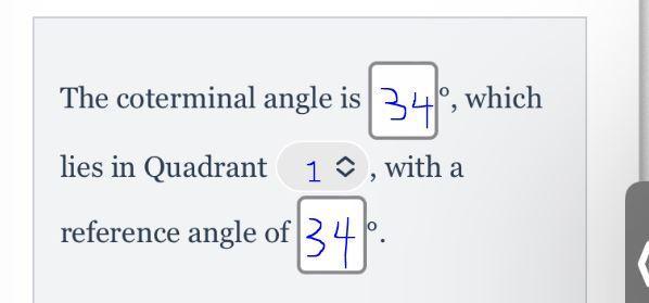 For The Rotation -1046, Find The Coterminal Angle From 0 &lt; O &lt; 360, The Quadrant And The Reference