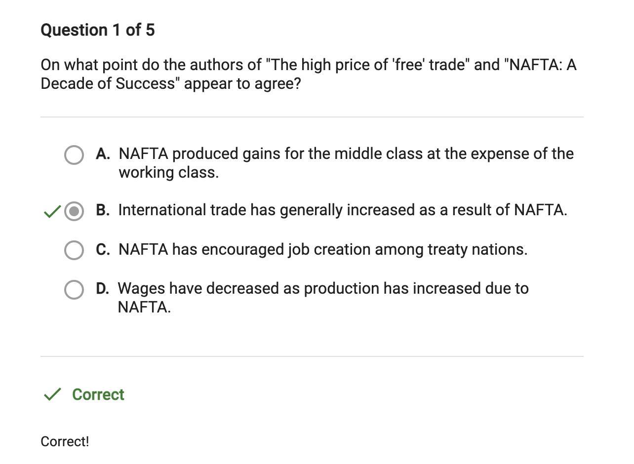 On What Point Do The Authors Of The High Price Of Free Trade And NAFTA: A Decade Of Success Appear To