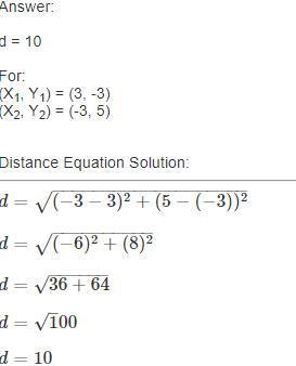 Find The Distance Between The Two Points Rounding To The Nearest Tenth (if Necessary).(3,-3) And (-3,5)