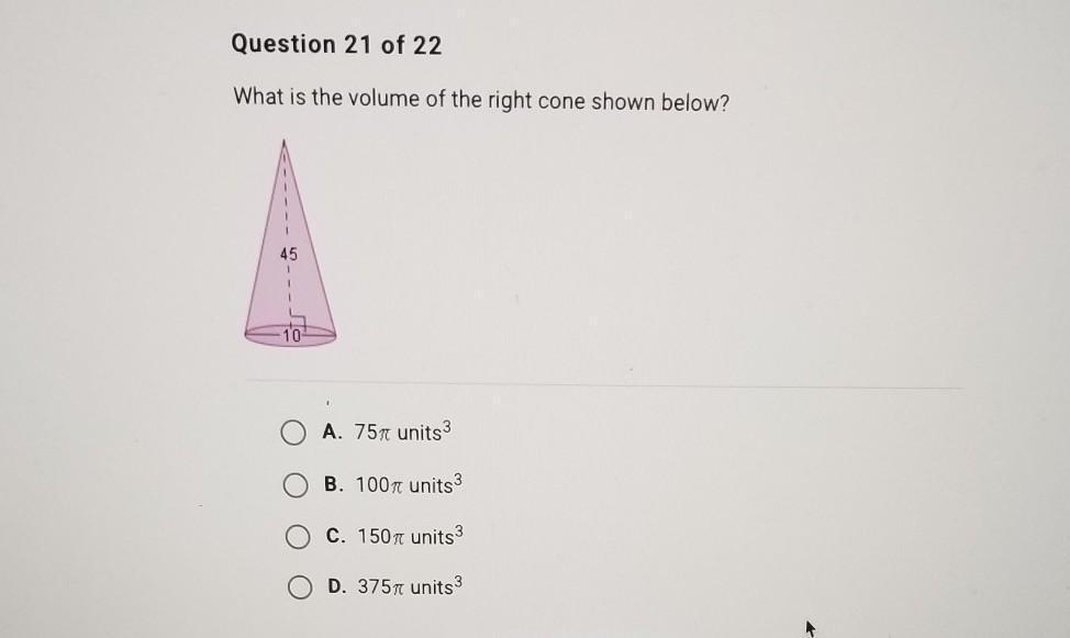 Find The Volume Of The Right Cone Shown As A Decimal Rounded To The Nearest Tenth