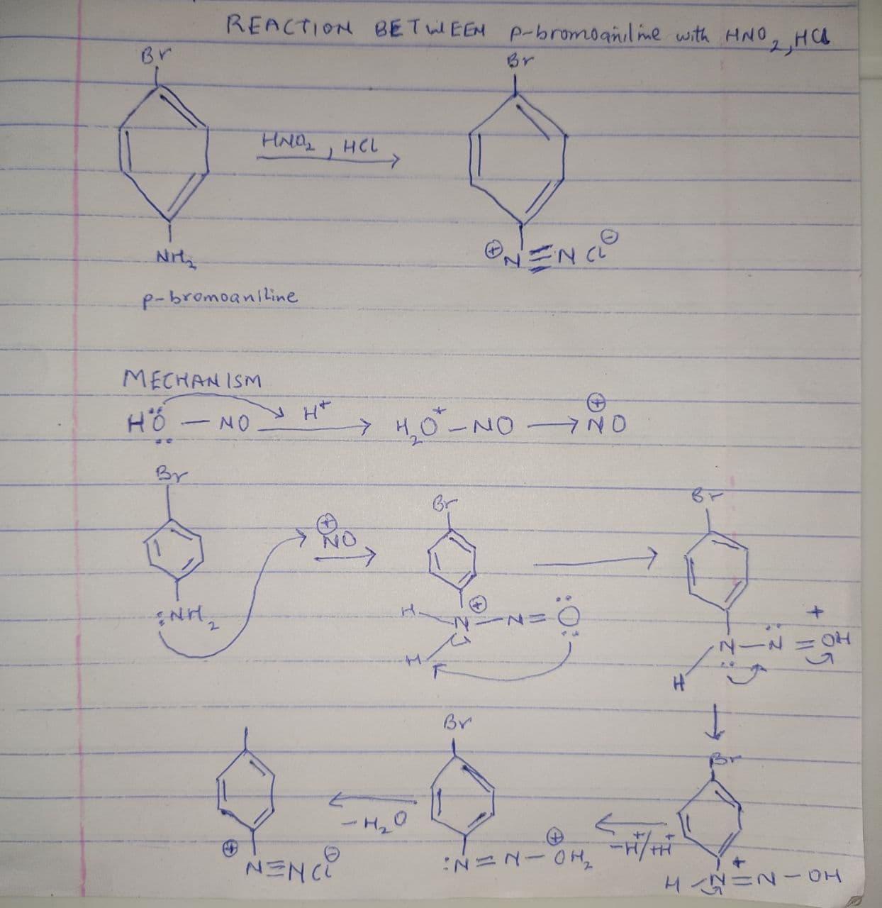 Draw The Major Organic Product(s) Of The Reaction Of P-bromoaniline With HNO2, HCl.