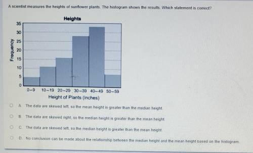 A Scientist Measures The Heights Of Sunflower Plants. The Histogram Shows The Results. Which Statement