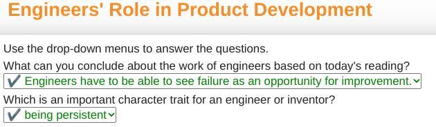 Use The Drop-down Menus To Answer The Questions. What Can You Conclude About The Work Of Engineers Based