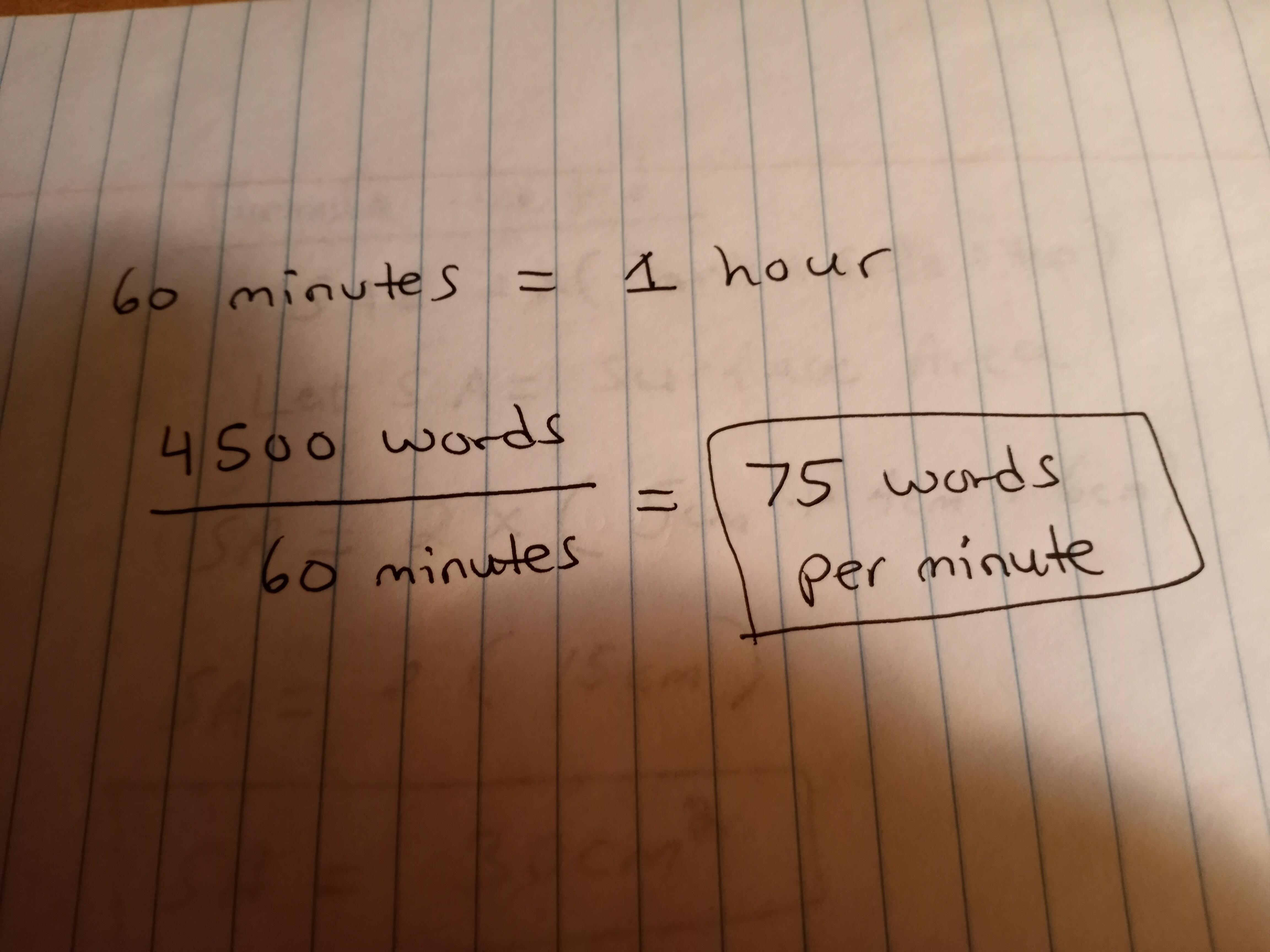 You Type 4500 Words Per Hour. How Many Words Do You Typeper Minute?