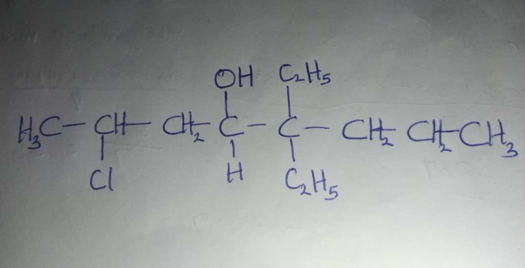 Drawing The Structure With All Elements2-chloro-5,5-diethyloctan-4-ol