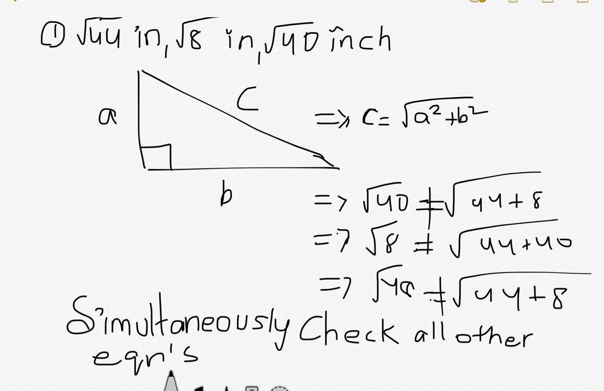 Which Of The Following Measurements Could Be The Side Lengths Of A Right Triangle? A. 44 In, 8 In, 40