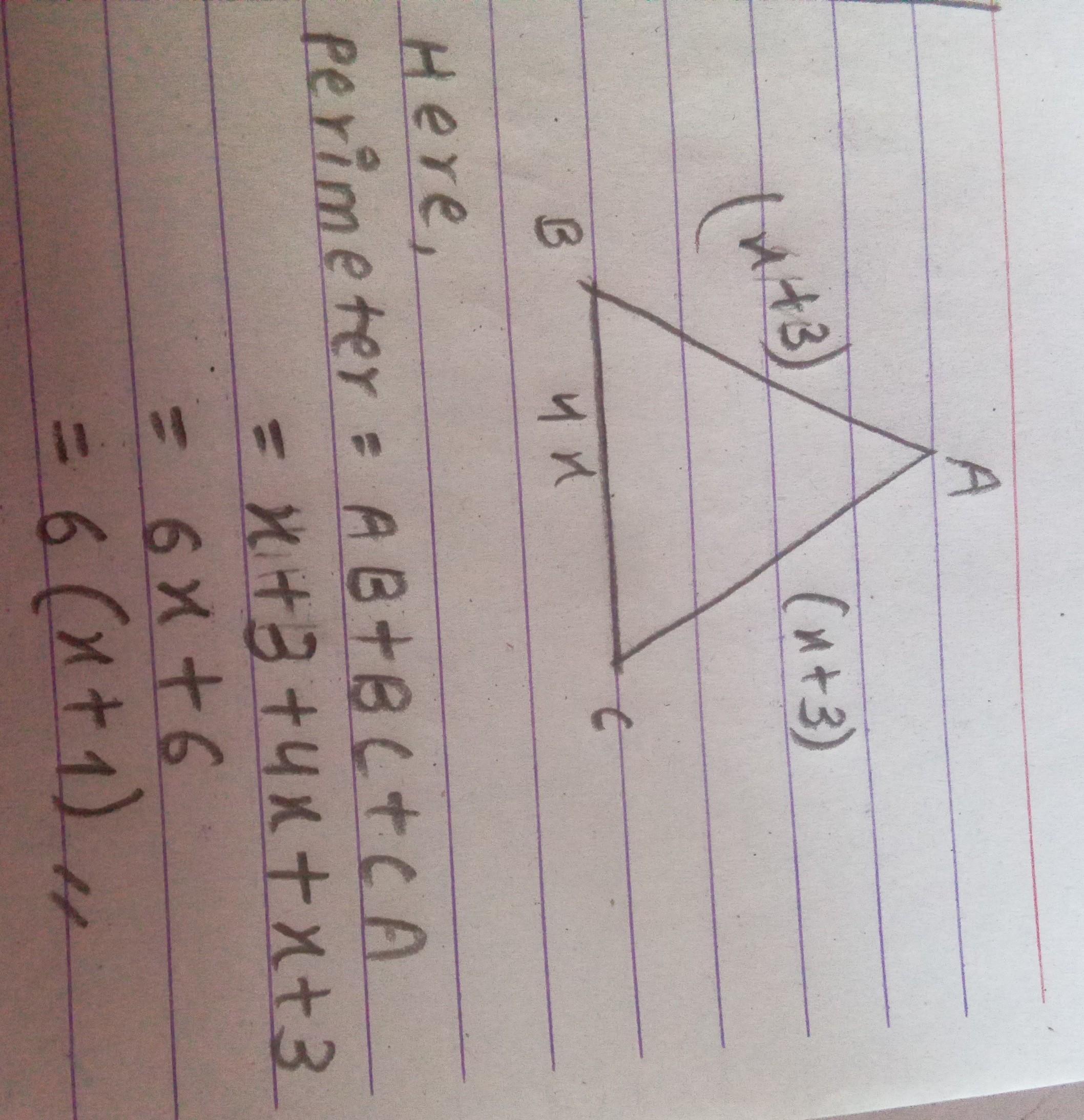 A Triangle Has One Side That Measures 4x And Two Sides That Measure X+3 Each. Write An Expression For