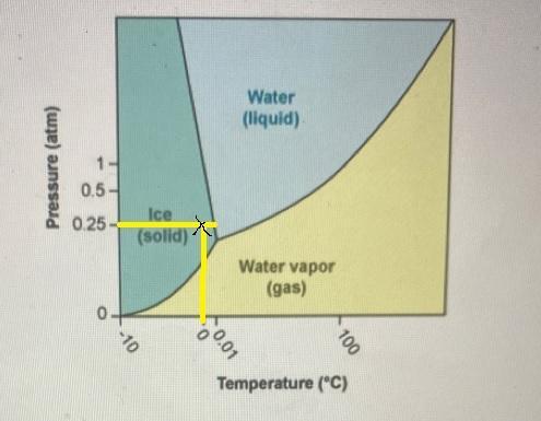 What Is The Phase Of Water At 0.25 Atm And 0C?A. GasB. Solid And LiquidC. Solid And GasD. Solid