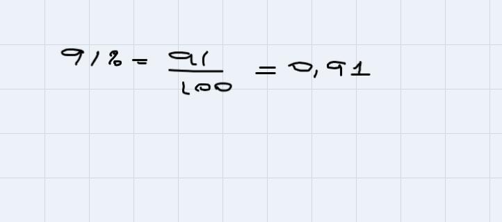 Johnny Cs That He Scored A 90% On His Test.What Is A 91% As A Decimal?