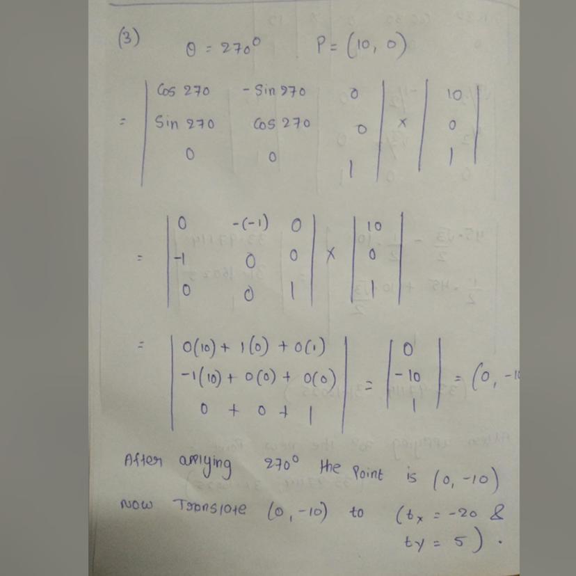 Computer Graphics:B. Arbitrary Reference Point:1) Apply A Rotation By 60 On The Pivot Point (-10, 10)