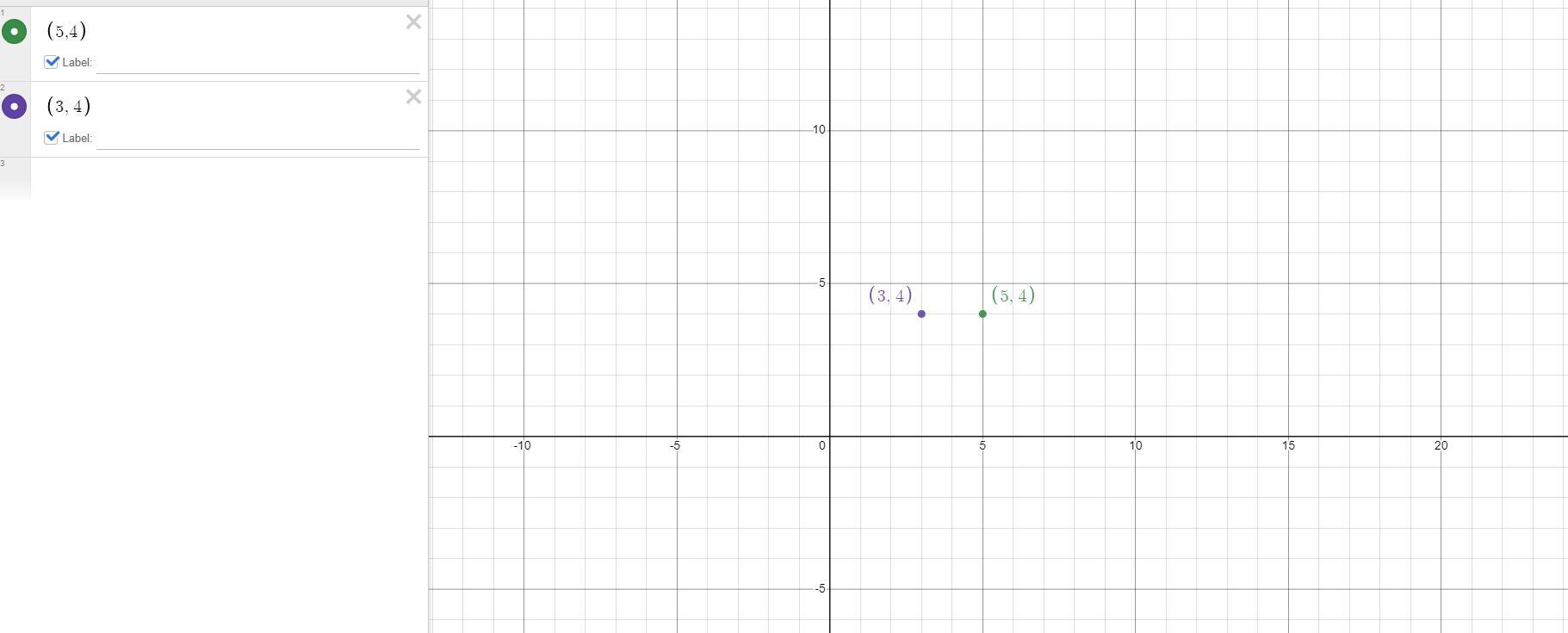 Picture Of Coordinates (5,4) (3,4)On A Cartesian Plan