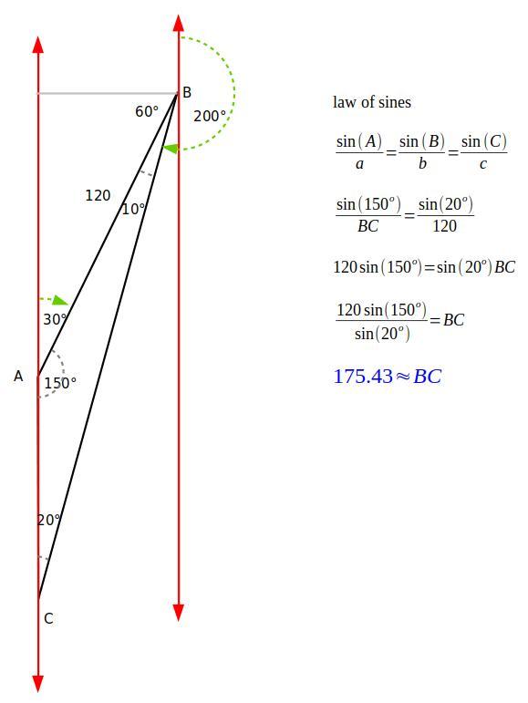 Calculate The Distance From Port B To Port C