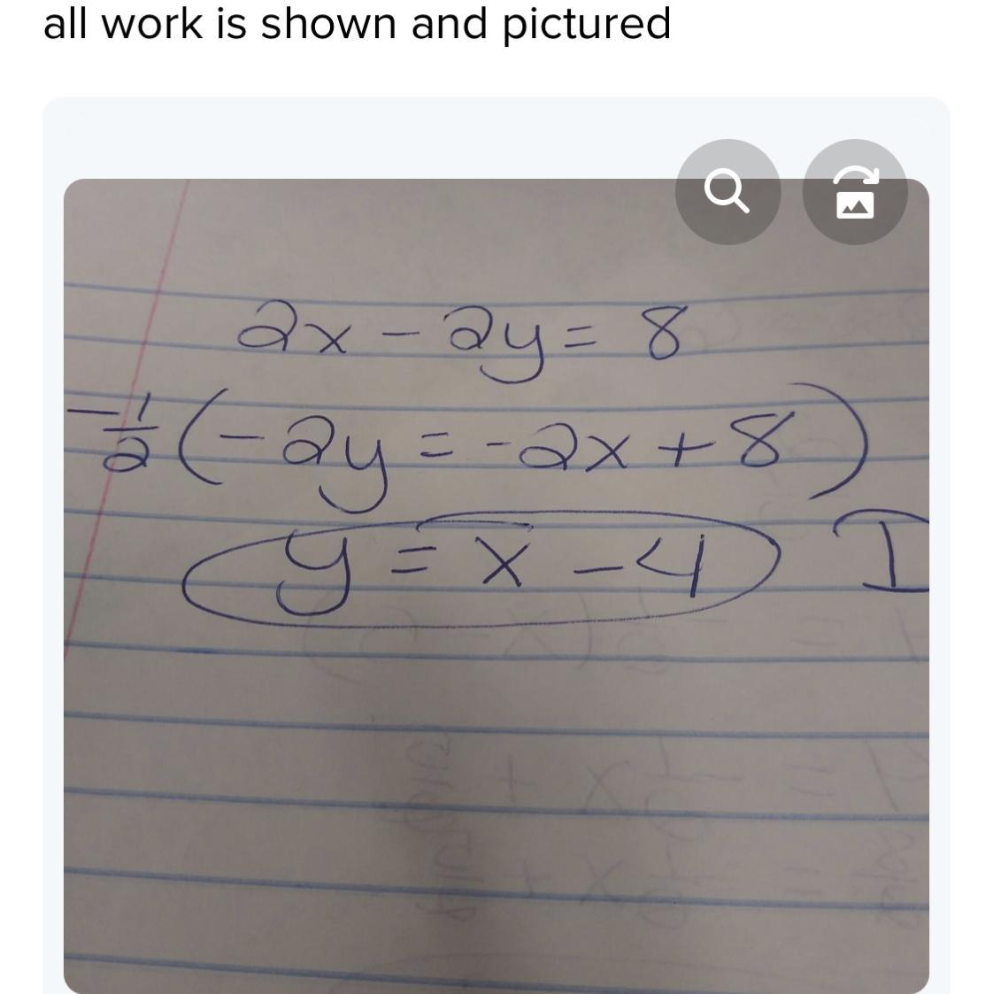 Y=x + 4 And 2y = -2x - 8What Are The Intercepts Of The Line Y=x+4x-value Of X-intercept|y-value Of Y-intercept