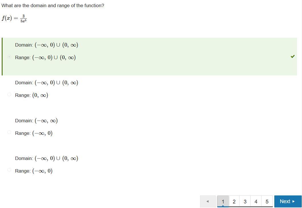 What Are The Domain And Range Of The Function?f(x)=35x5