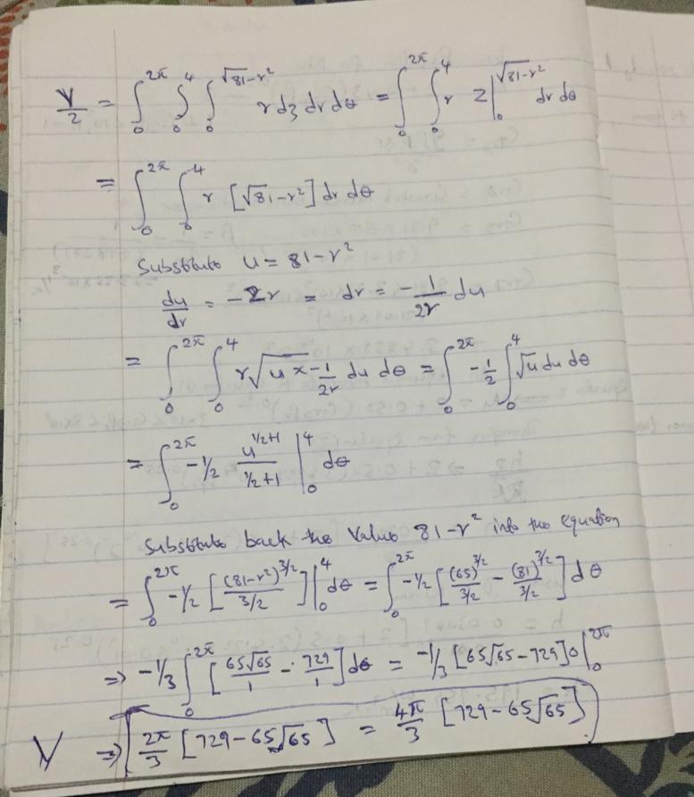 Use Cylindrical Coordinates. Find The Volume Of The Solid That Lies Within Both The Cylinder X2 Y2