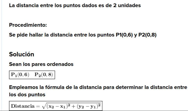 Cual Es La Distancia Que Existe Ente El Punto P1 (0,6) Y P2 (0,8)?