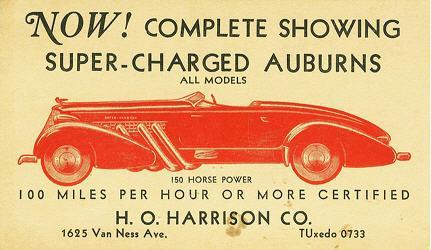Look At The Poster. Poster About Supercharged Auburn Cars For H. O. Harrison Company . What Technique