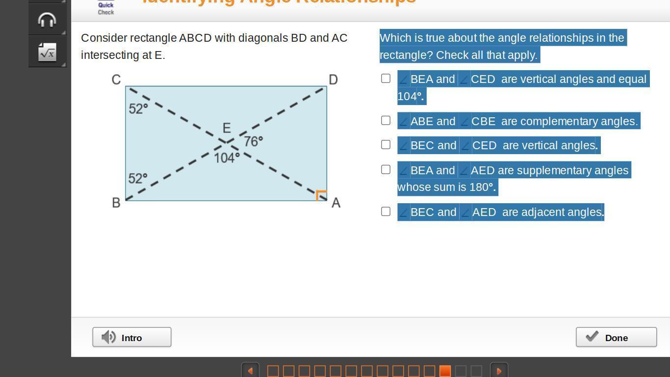 Which Is True About The Angle Relationships In Therectangle? Check All That Apply.BEA And Z CED Are Vertical