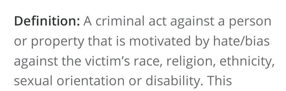 What Term Refers To Criminal Committed Against People Based On Their Race Or Religion