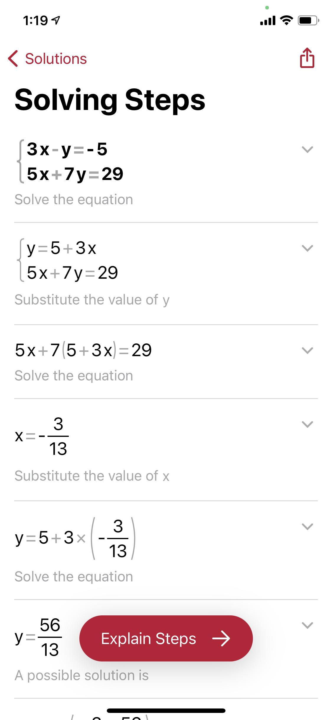 3x-y=-55x+7y=29Solve This For Me Using Substitution Pls