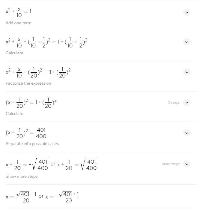 How Many Solution Does This Equation Has X+10/100=1/x 