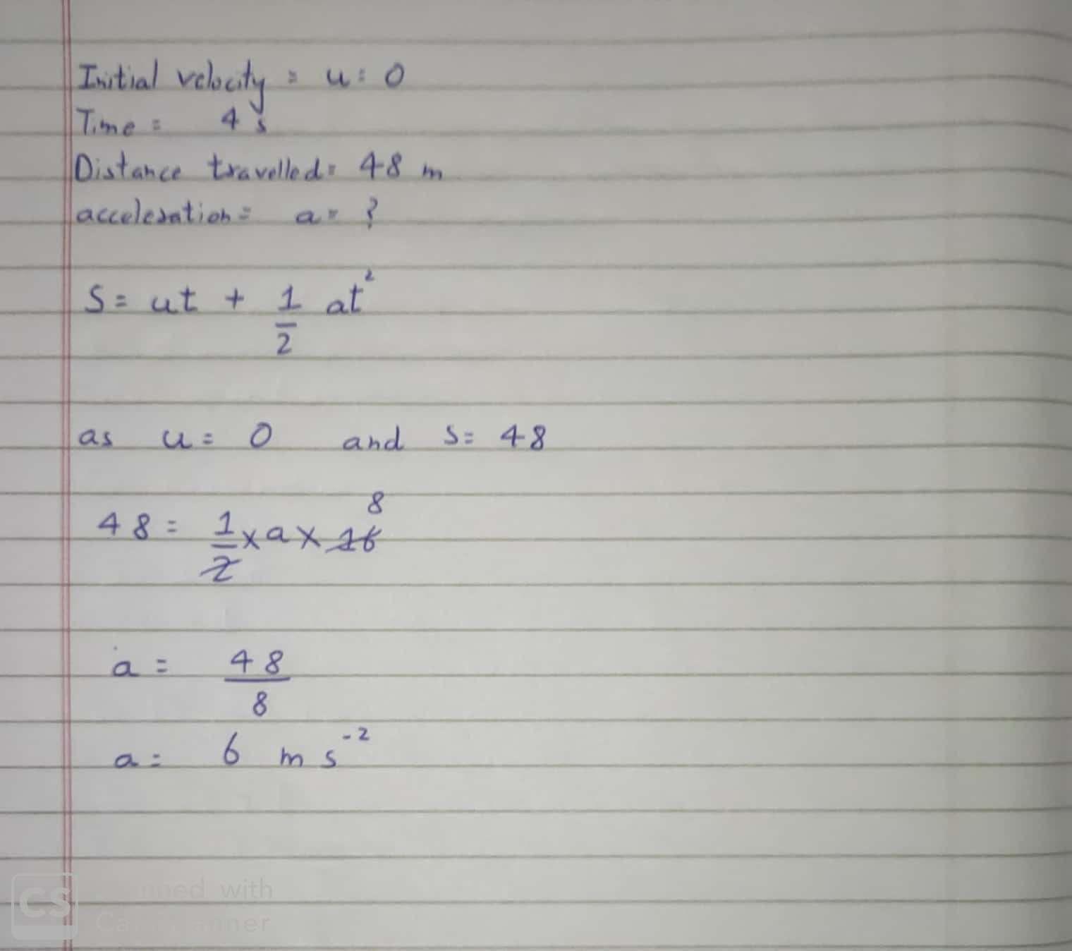 3. A Car, Initially At Rest, Travels 48 M In 4 S Along A Straight Line With Constantacceleration. Determine