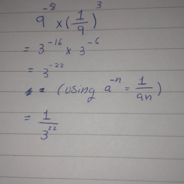 Simplify 9^-8 1/9^3