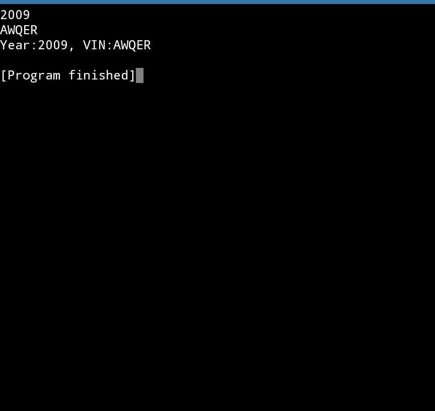 In Python Write The Special Method __str__() For CarRecord.Sample Output With Input: 2009 'ABC321'Year: