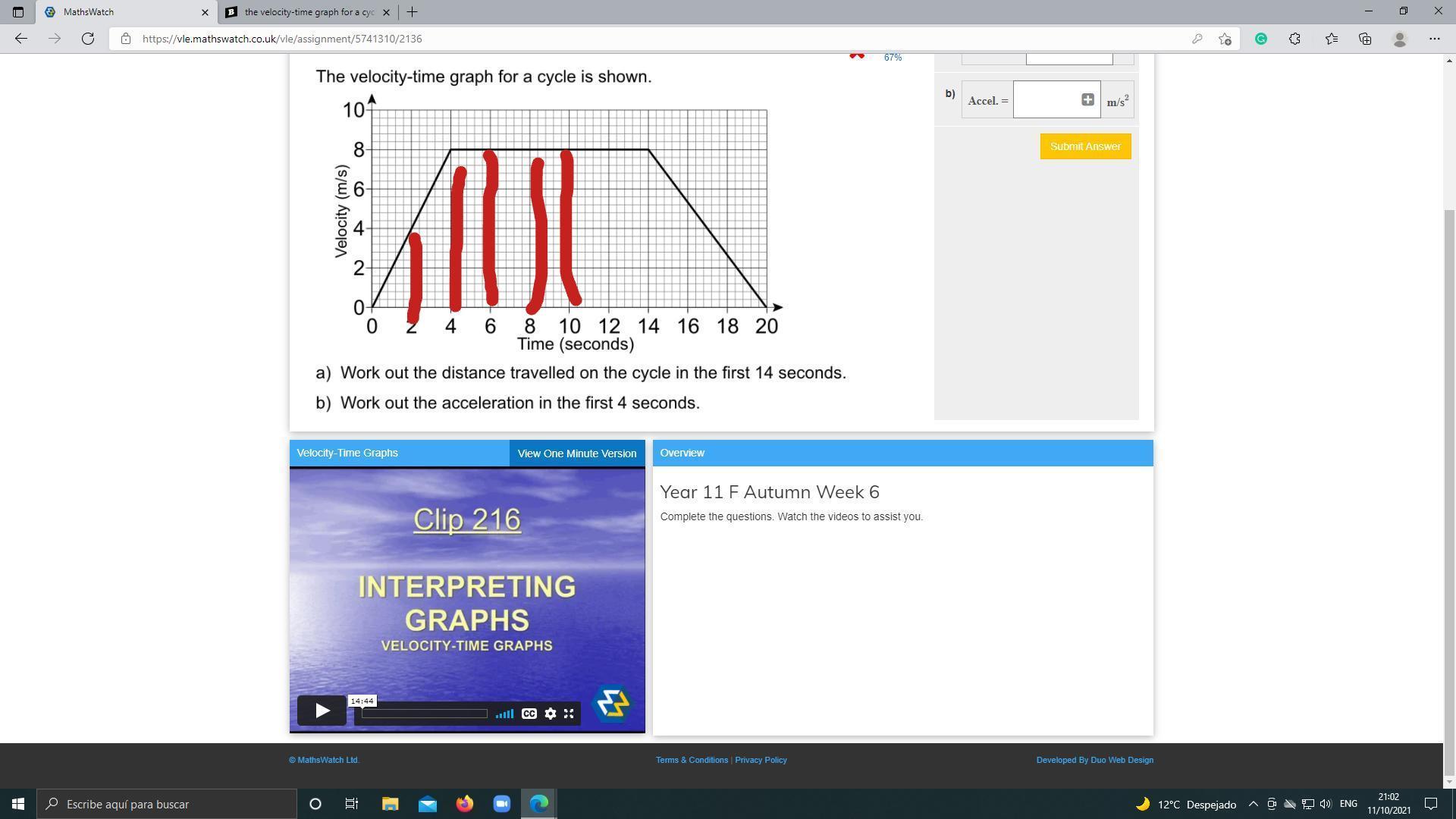 The Velocity-time Graph For A Cycle Is Shown