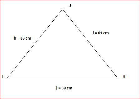 In HIJ, H = 33 Cm, I = 61 Cm And J=39 Cm. Find The Area Of HIJ To The Nearest Square Centimeter.