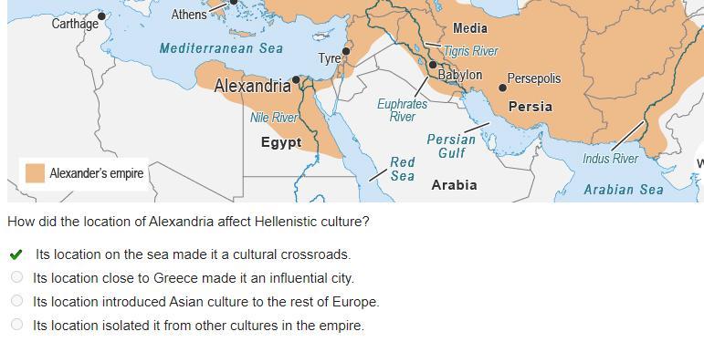 How Did The Location Of Alexandria Affect Hellenistic Culture?Its Location On The Sea Made It A Cultural