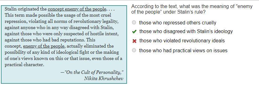 According To The Text, What Was The Meaning Of "enemy Of The People Under Stalins Rule?those Who Repressed