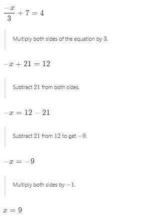 WILL GIVE BRAINLIESTConsider This Equation And Inequality. "-x/3+7=4" And "-x/3+7&lt;4" (a)Solve The