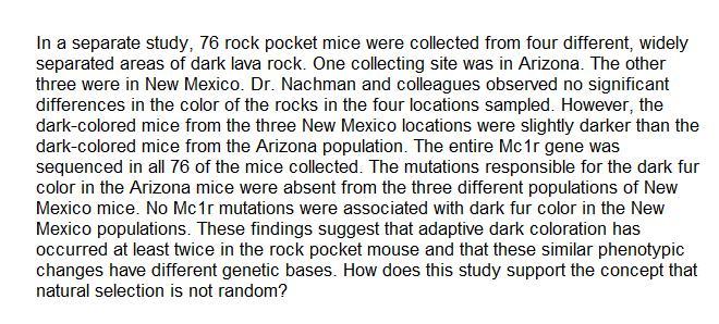 The Mutations Responsible For The Dark Fur Color In The Arizona Mice Were Absent From The Three Different