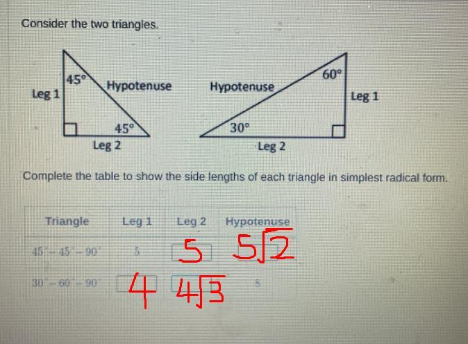 7-Equip Pre-Module Assessment, Precalculus, Module 1Consider The Two Triangles.6045HypotenuseHypotenuseLeg