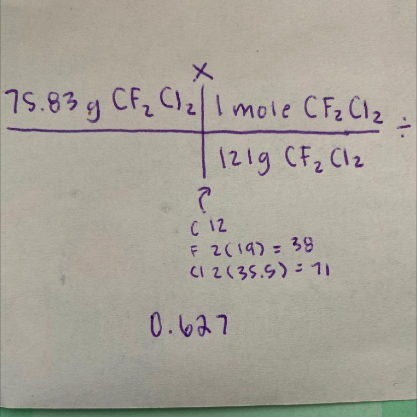 How Many Moles (of Molecules Or Formula Units)are In Each Sample?75.83 G CF2Cl2