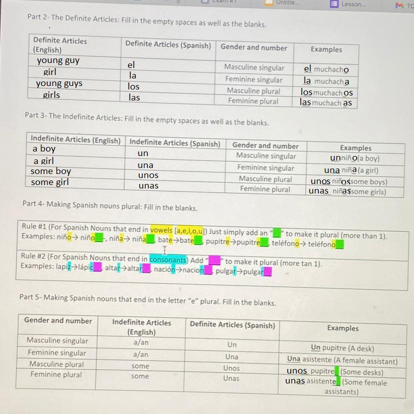 Pls Help Spanish Work